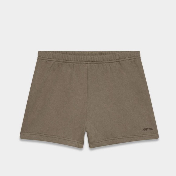 NWOT Aritzia Cozy Sweatfleece Perfect Hi-Rise Mini Short in Cola Taupe Size S - Picture 3 of 7